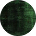 Round Abstract Emerald Green Modern Rug, abs4645emgrn