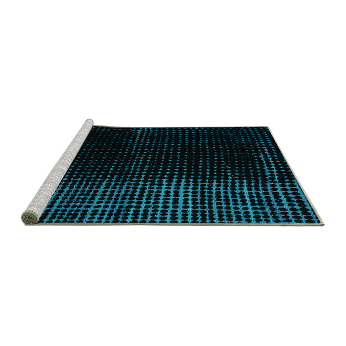 Sideview of Machine Washable Abstract Turquoise Modern Area Rugs, wshabs4645turq