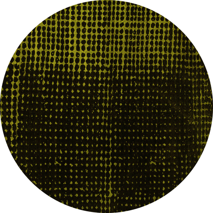 Round Machine Washable Abstract Yellow Modern Rug, wshabs4645yw