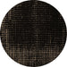 Round Abstract Brown Modern Rug, abs4646brn