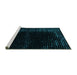 Sideview of Machine Washable Abstract Turquoise Modern Area Rugs, wshabs4646turq