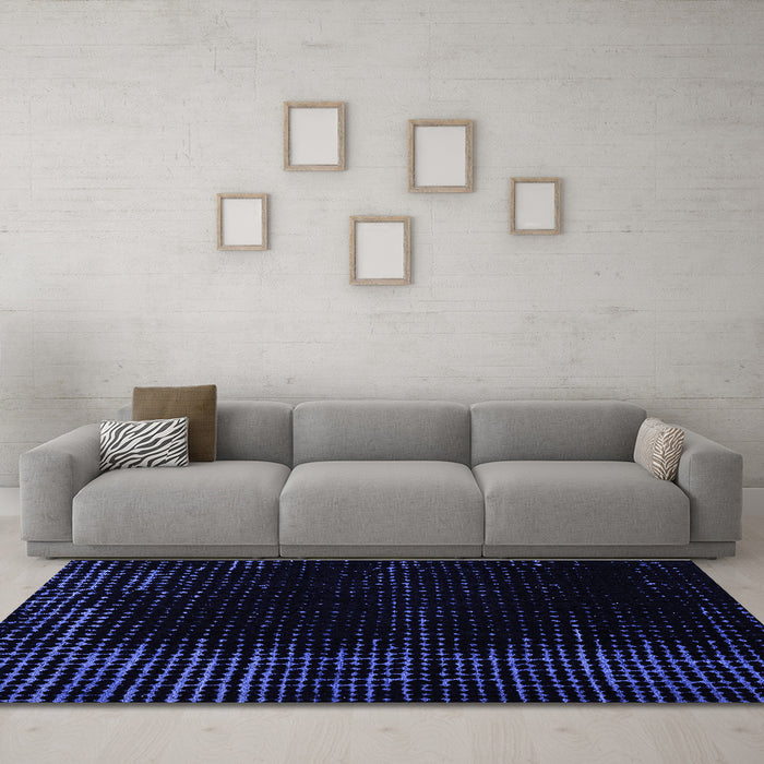 Machine Washable Abstract Blue Modern Rug in a Living Room, wshabs4646blu