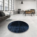 Round Machine Washable Abstract Black Rug in a Office, wshabs4646