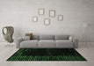 Machine Washable Abstract Emerald Green Modern Area Rugs in a Living Room,, wshabs4646emgrn