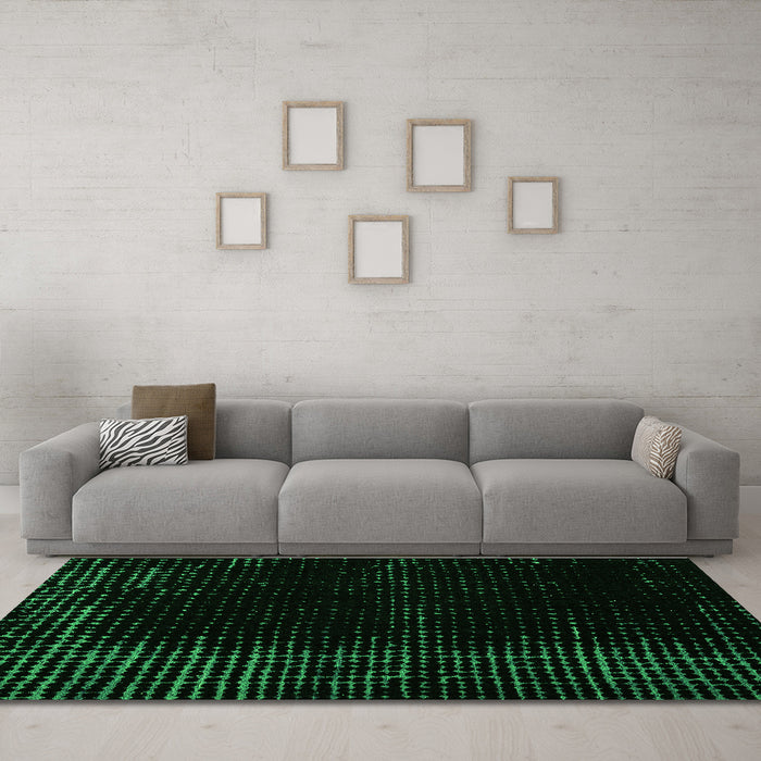 Machine Washable Abstract Green Modern Area Rugs in a Living Room,, wshabs4646grn
