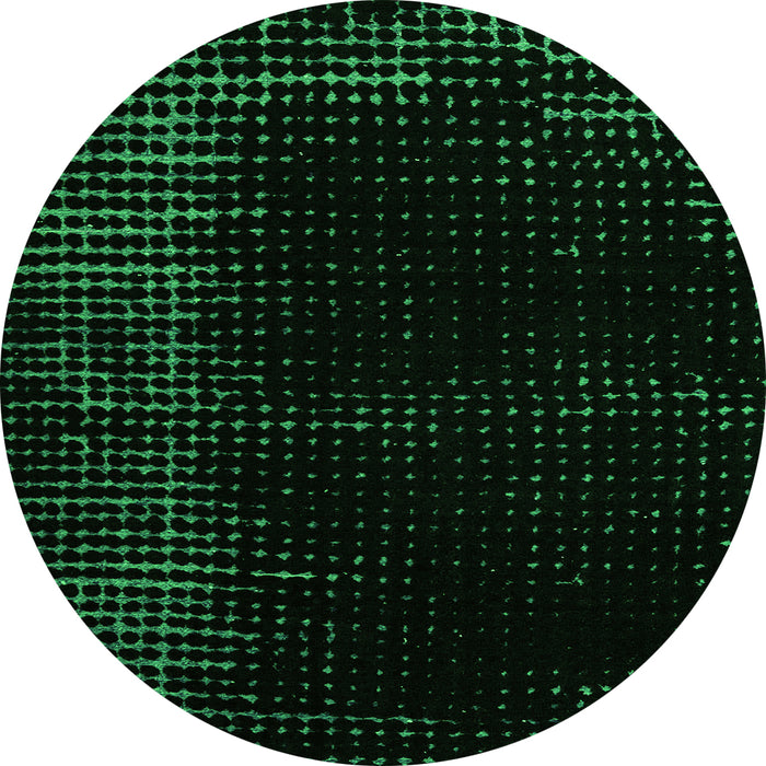 Round Abstract Green Modern Rug, abs4646grn