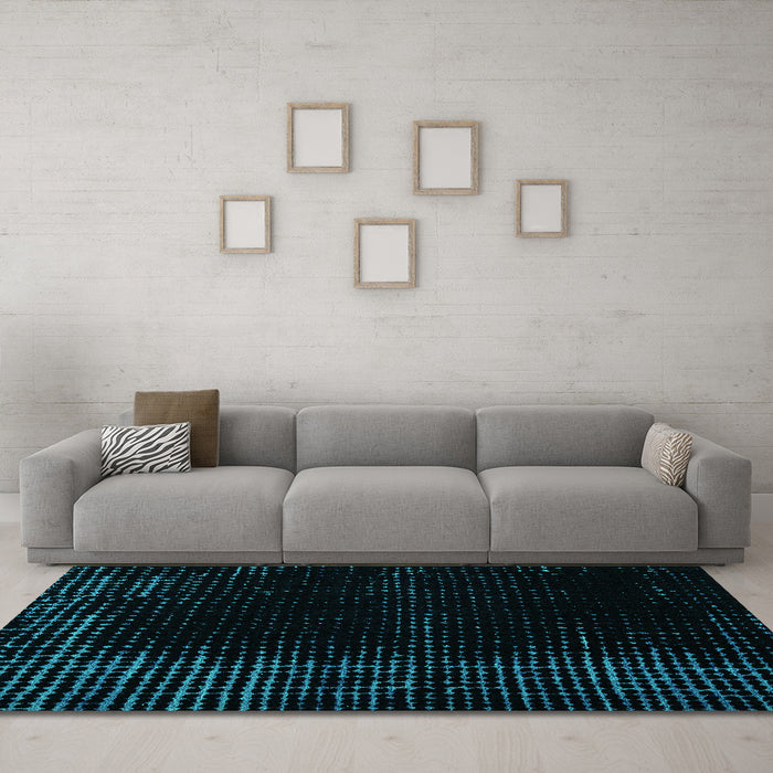 Machine Washable Abstract Turquoise Modern Area Rugs in a Living Room,, wshabs4646turq