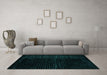 Machine Washable Abstract Turquoise Modern Area Rugs in a Living Room,, wshabs4647turq