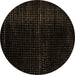 Round Abstract Brown Modern Rug, abs4647brn