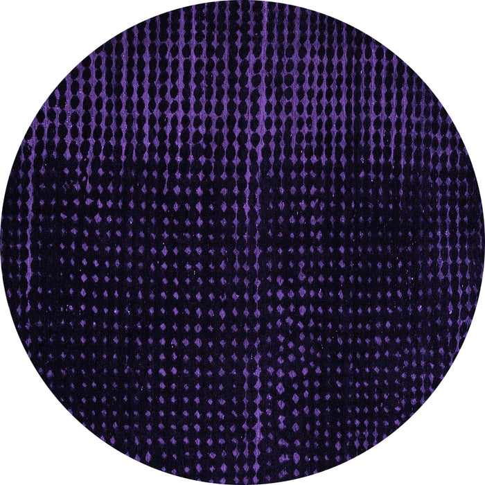 Round Machine Washable Abstract Purple Modern Area Rugs, wshabs4647pur