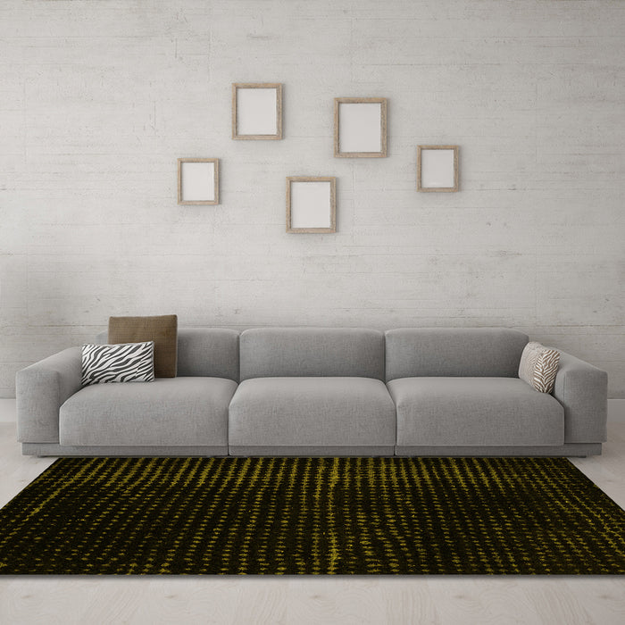 Machine Washable Abstract Yellow Modern Rug in a Living Room, wshabs4647yw