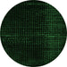 Round Machine Washable Abstract Green Modern Area Rugs, wshabs4647grn