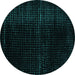 Round Abstract Turquoise Modern Rug, abs4647turq