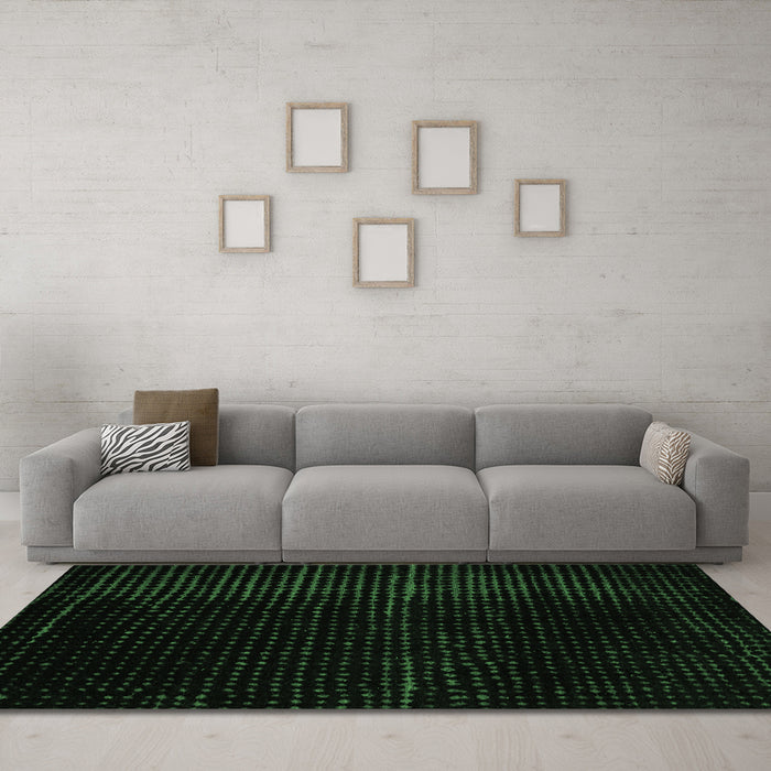 Machine Washable Abstract Emerald Green Modern Area Rugs in a Living Room,, wshabs4647emgrn