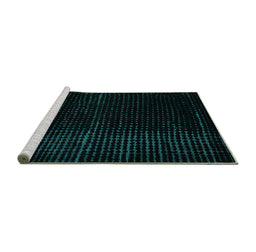 Sideview of Machine Washable Abstract Turquoise Modern Area Rugs, wshabs4647turq