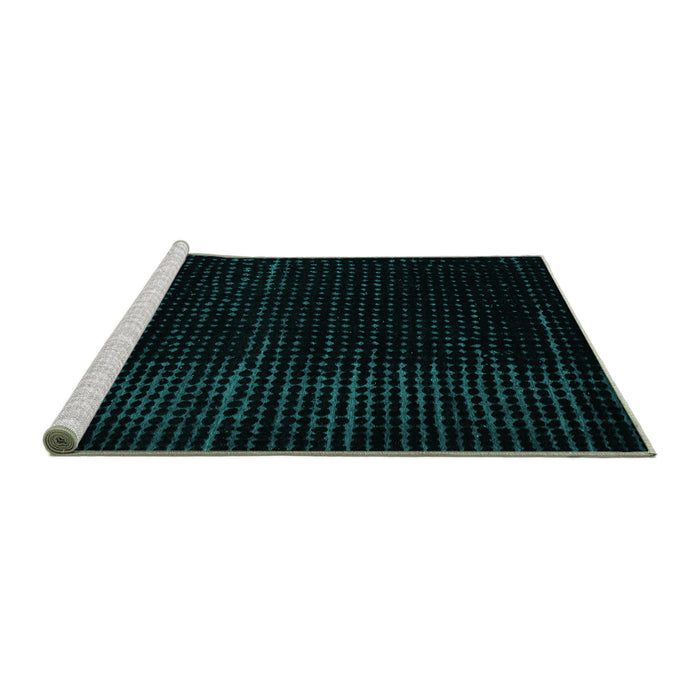 Sideview of Machine Washable Abstract Turquoise Modern Area Rugs, wshabs4647turq