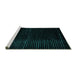 Sideview of Machine Washable Abstract Turquoise Modern Area Rugs, wshabs4647turq