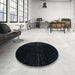 Round Machine Washable Abstract Dark Slate Gray Green Rug in a Office, wshabs4647