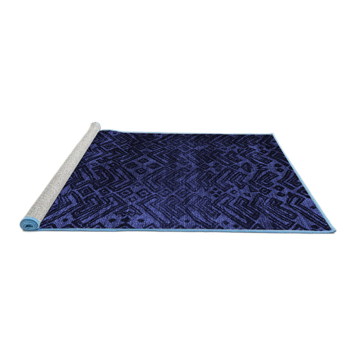 Sideview of Machine Washable Abstract Blue Modern Rug, wshabs4648blu