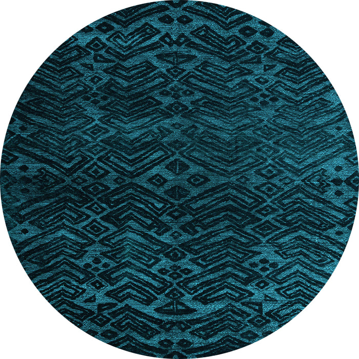Round Abstract Light Blue Modern Rug, abs4648lblu