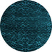 Round Abstract Light Blue Modern Rug, abs4648lblu