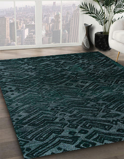 Abstract Black Modern Rug in Family Room, abs4648