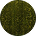 Round Machine Washable Abstract Yellow Modern Rug, wshabs4648yw