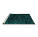 Sideview of Machine Washable Abstract Turquoise Modern Area Rugs, wshabs4648turq