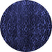 Round Machine Washable Abstract Blue Modern Rug, wshabs4648blu