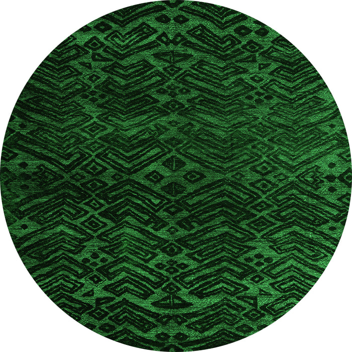 Round Abstract Green Modern Rug, abs4648grn