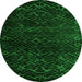 Round Abstract Green Modern Rug, abs4648grn