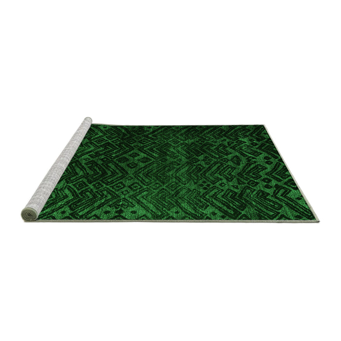 Sideview of Machine Washable Abstract Green Modern Area Rugs, wshabs4648grn