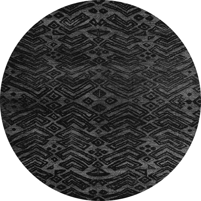 Round Abstract Gray Modern Rug, abs4648gry