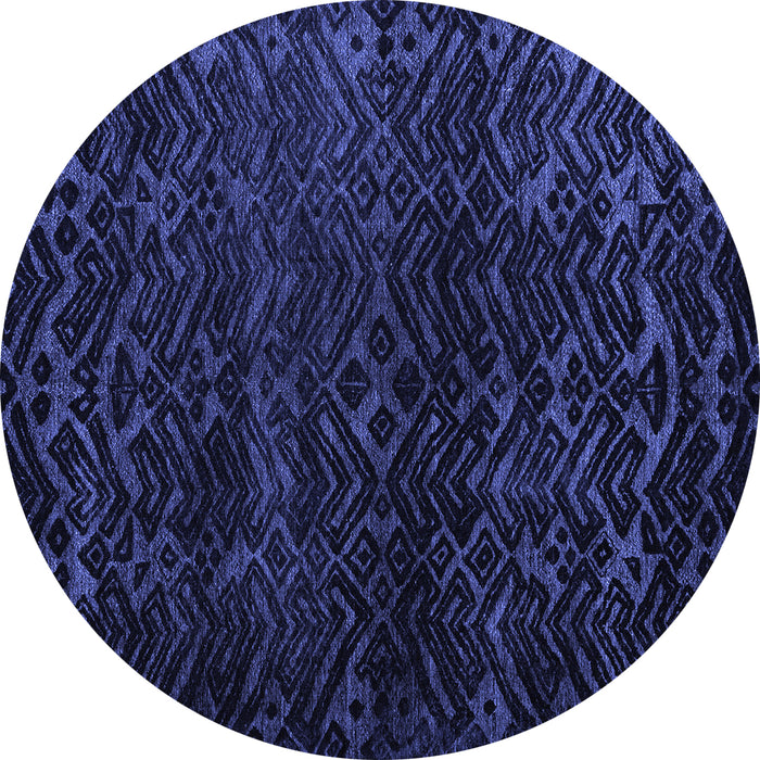 Round Abstract Blue Modern Rug, abs4648blu