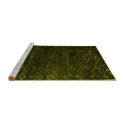 Sideview of Machine Washable Abstract Yellow Modern Rug, wshabs4648yw