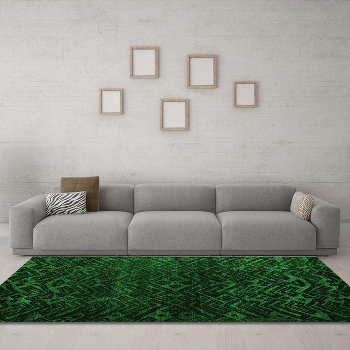 Machine Washable Abstract Green Modern Area Rugs in a Living Room,, wshabs4648grn