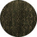 Round Abstract Brown Modern Rug, abs4648brn