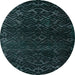 Round Machine Washable Abstract Black Rug, wshabs4648