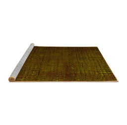 Sideview of Machine Washable Abstract Yellow Modern Rug, wshabs4649yw