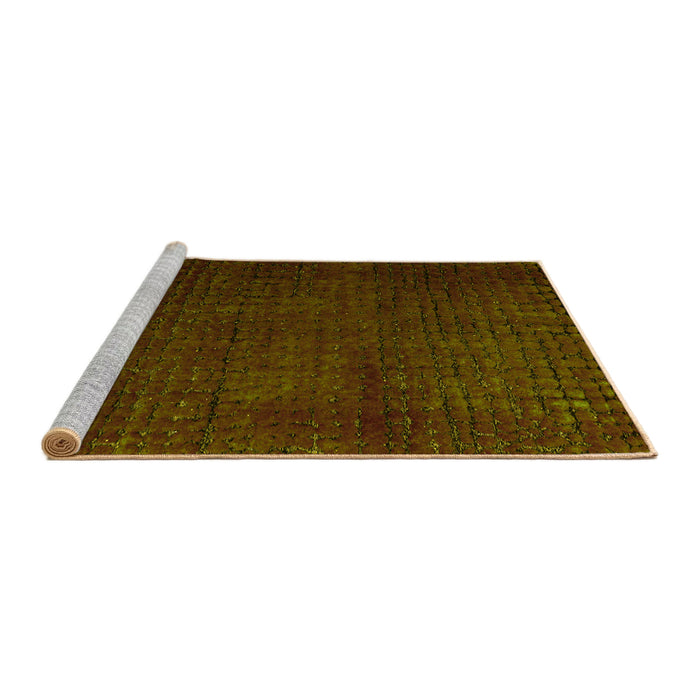 Sideview of Machine Washable Abstract Yellow Modern Rug, wshabs4649yw