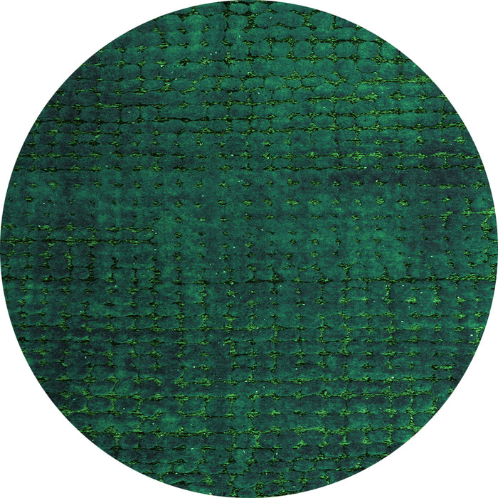 Round Machine Washable Abstract Green Modern Area Rugs, wshabs4649grn