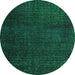 Round Machine Washable Abstract Green Modern Area Rugs, wshabs4649grn