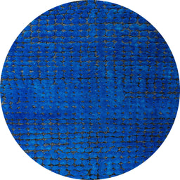 Round Machine Washable Abstract Blueberry Blue Rug, wshabs4649