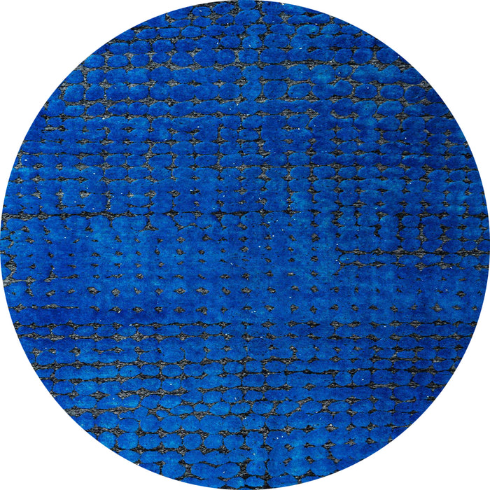 Round Machine Washable Abstract Blueberry Blue Rug, wshabs4649