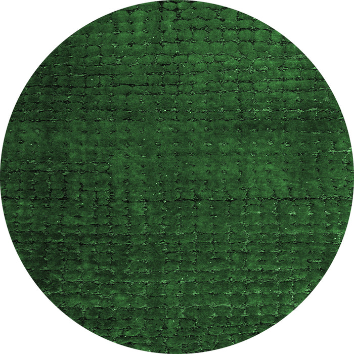 Round Abstract Emerald Green Modern Rug, abs4649emgrn