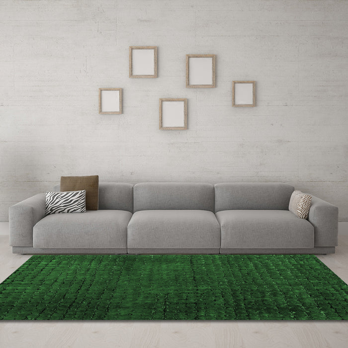 Machine Washable Abstract Emerald Green Modern Area Rugs in a Living Room,, wshabs4649emgrn