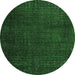 Round Machine Washable Abstract Emerald Green Modern Area Rugs, wshabs4649emgrn