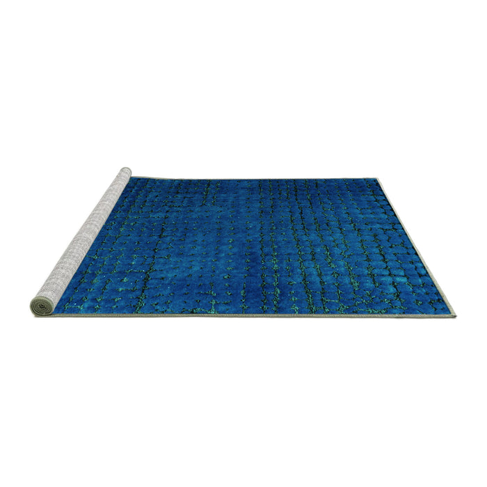 Sideview of Machine Washable Abstract Turquoise Modern Area Rugs, wshabs4649turq