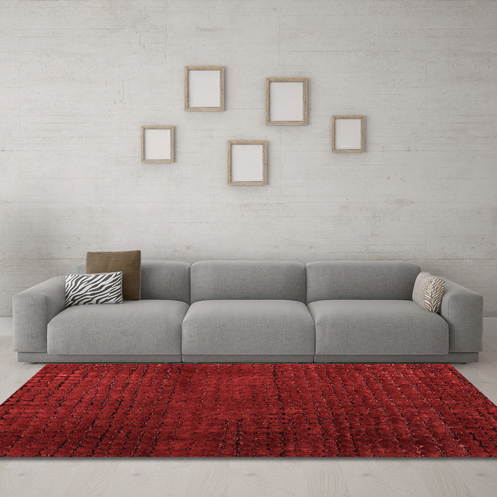 Modern Red Washable Rugs