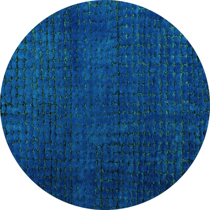 Round Abstract Turquoise Modern Rug, abs4649turq